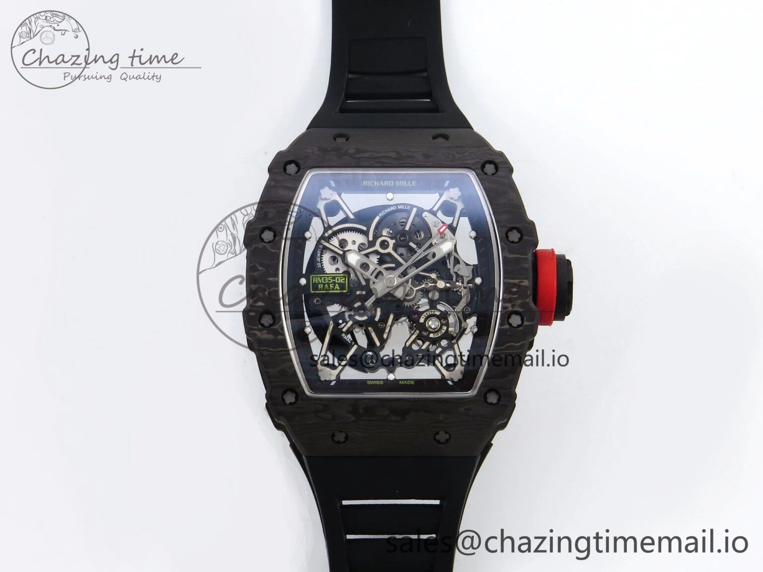 Thermal RM035-02 Black Carbon T+F Best Edition Skeleton Dial on Black Rubber Strap Clone RMUL 9265