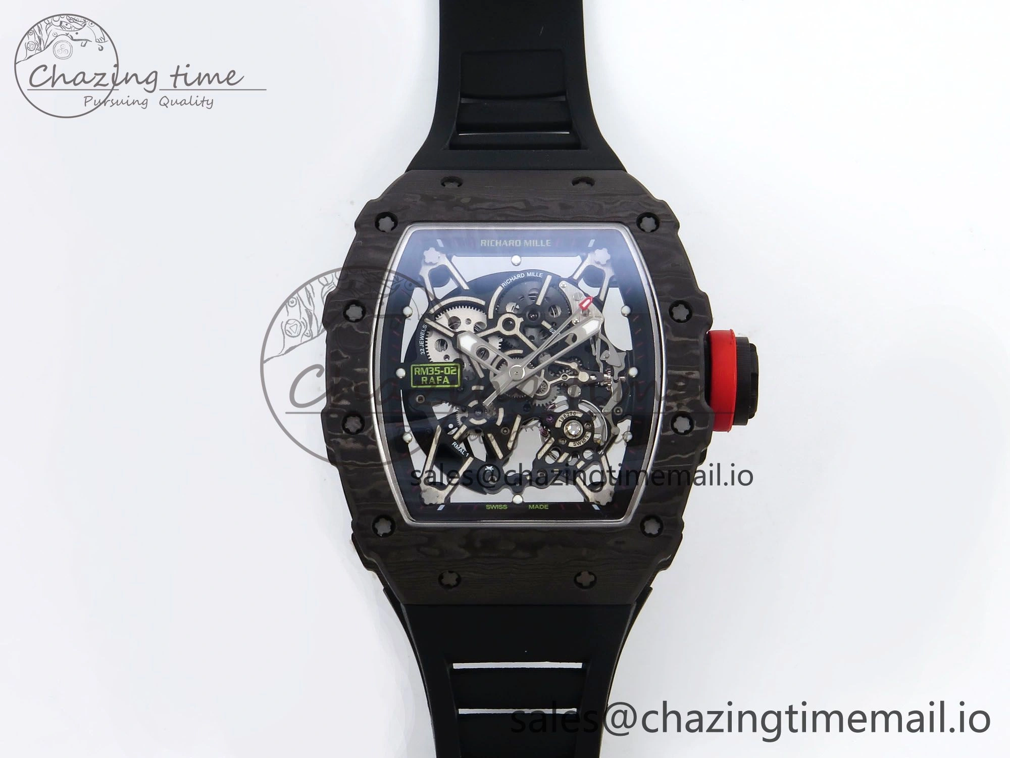 Thermal RM035-02 Black Carbon T+F Best Edition Skeleton Dial on Black Rubber Strap Clone RMUL 9265