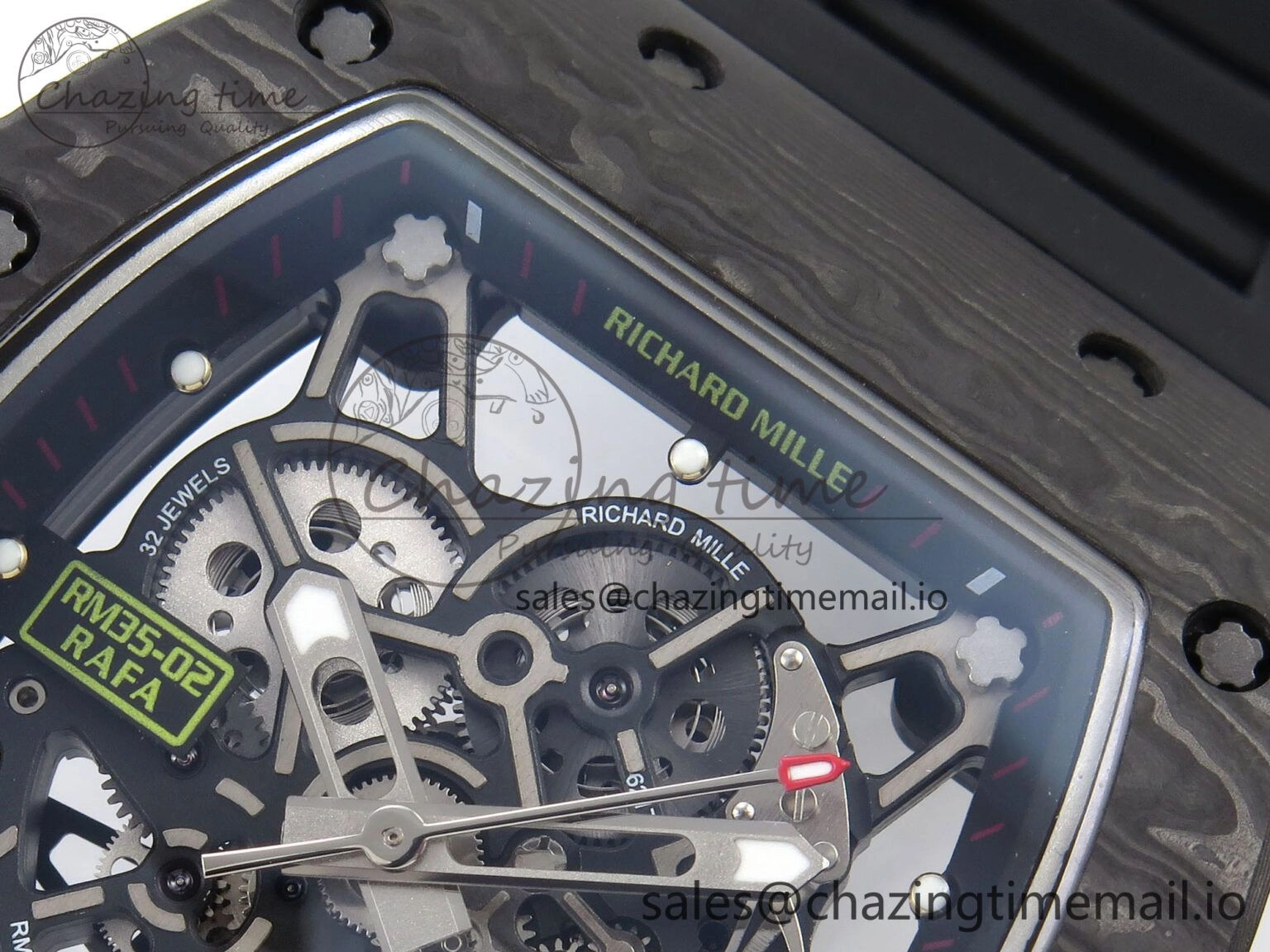 Thermal RM035-02 Black Carbon T+F Best Edition Skeleton Dial on Black Rubber Strap Clone RMUL 9265