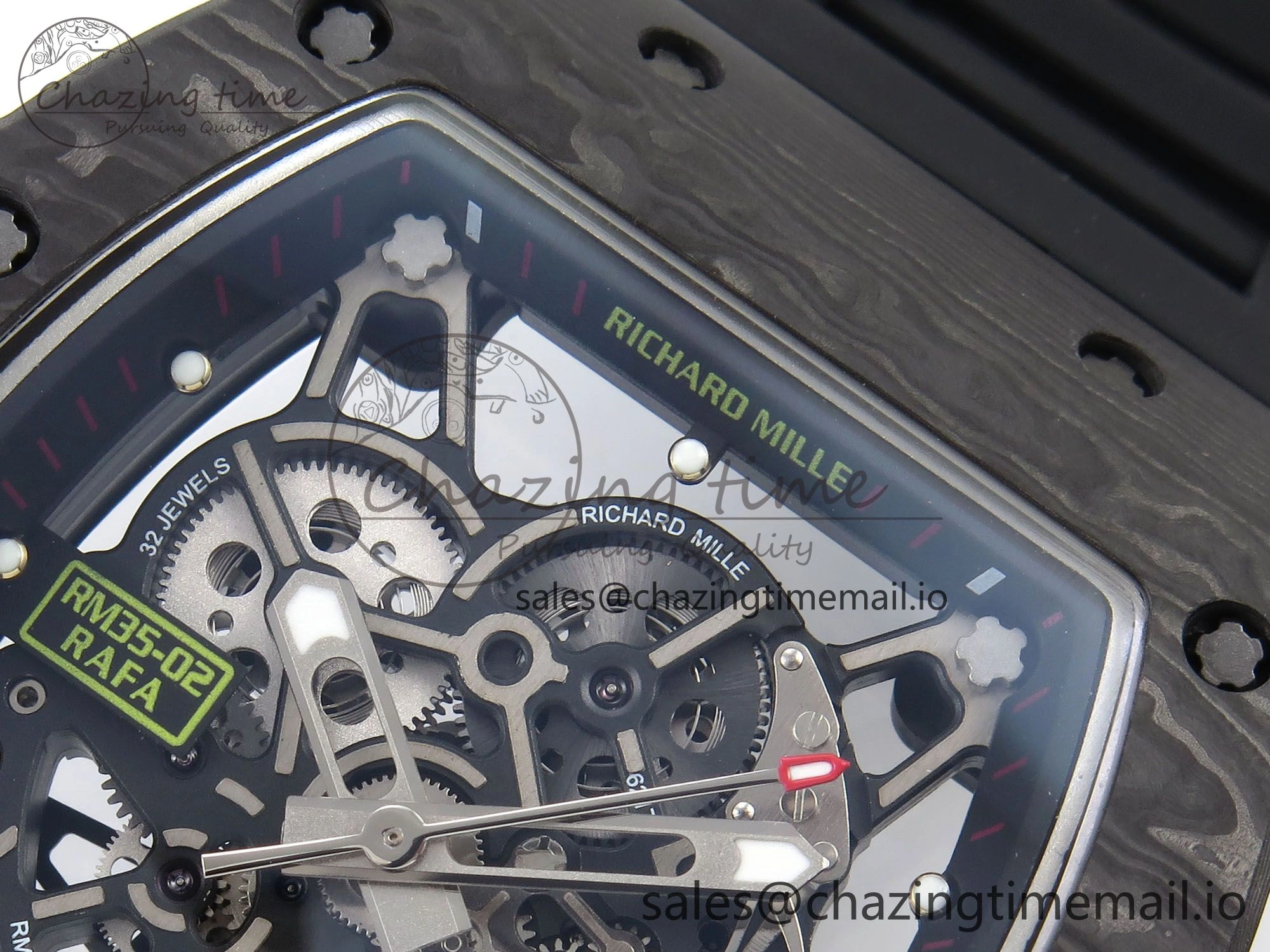Thermal RM035-02 Black Carbon T+F Best Edition Skeleton Dial on Black Rubber Strap Clone RMUL 9265