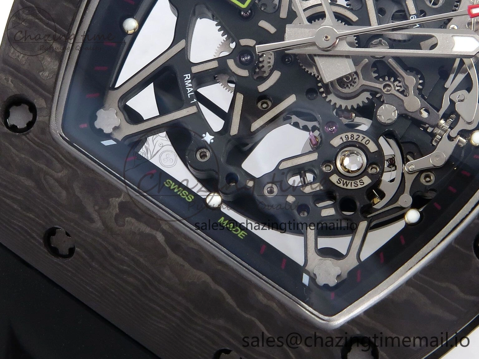 Thermal RM035-02 Black Carbon T+F Best Edition Skeleton Dial on Black Rubber Strap Clone RMUL 9265