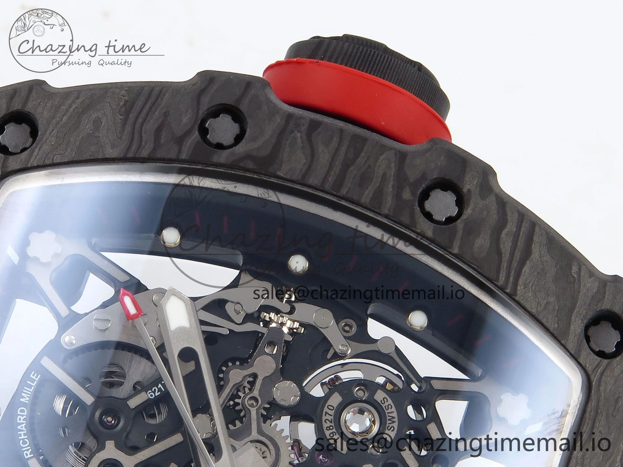 Thermal RM035-02 Black Carbon T+F Best Edition Skeleton Dial on Black Rubber Strap Clone RMUL 9265