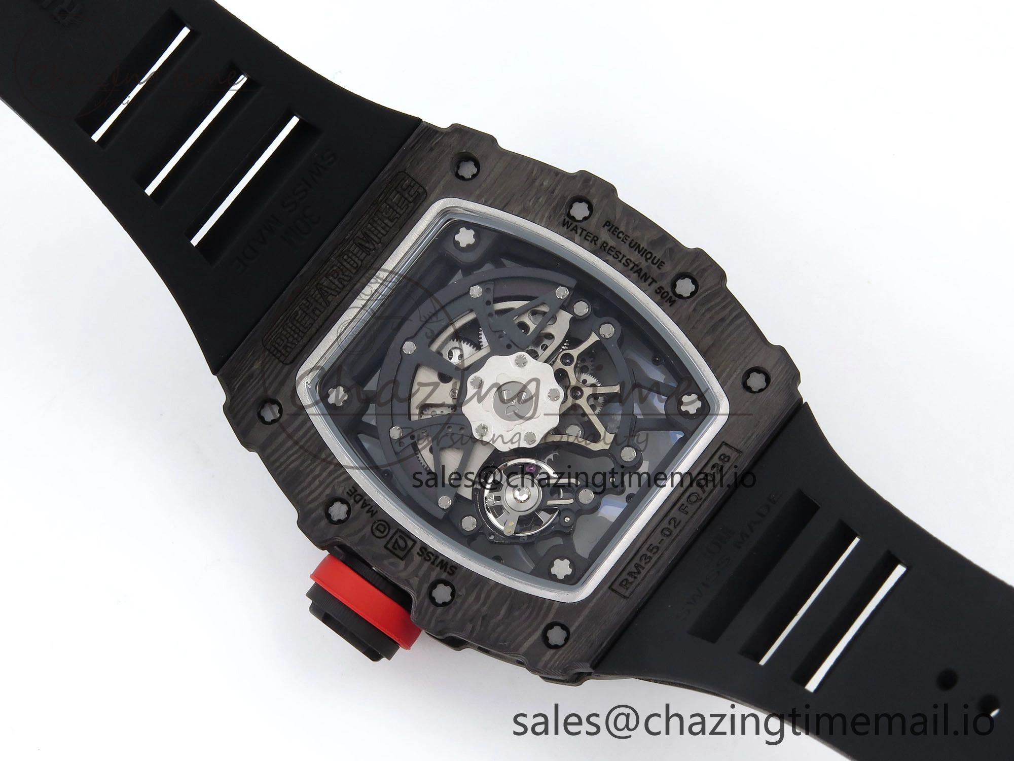 Thermal RM035-02 Black Carbon T+F Best Edition Skeleton Dial on Black Rubber Strap Clone RMUL 9265