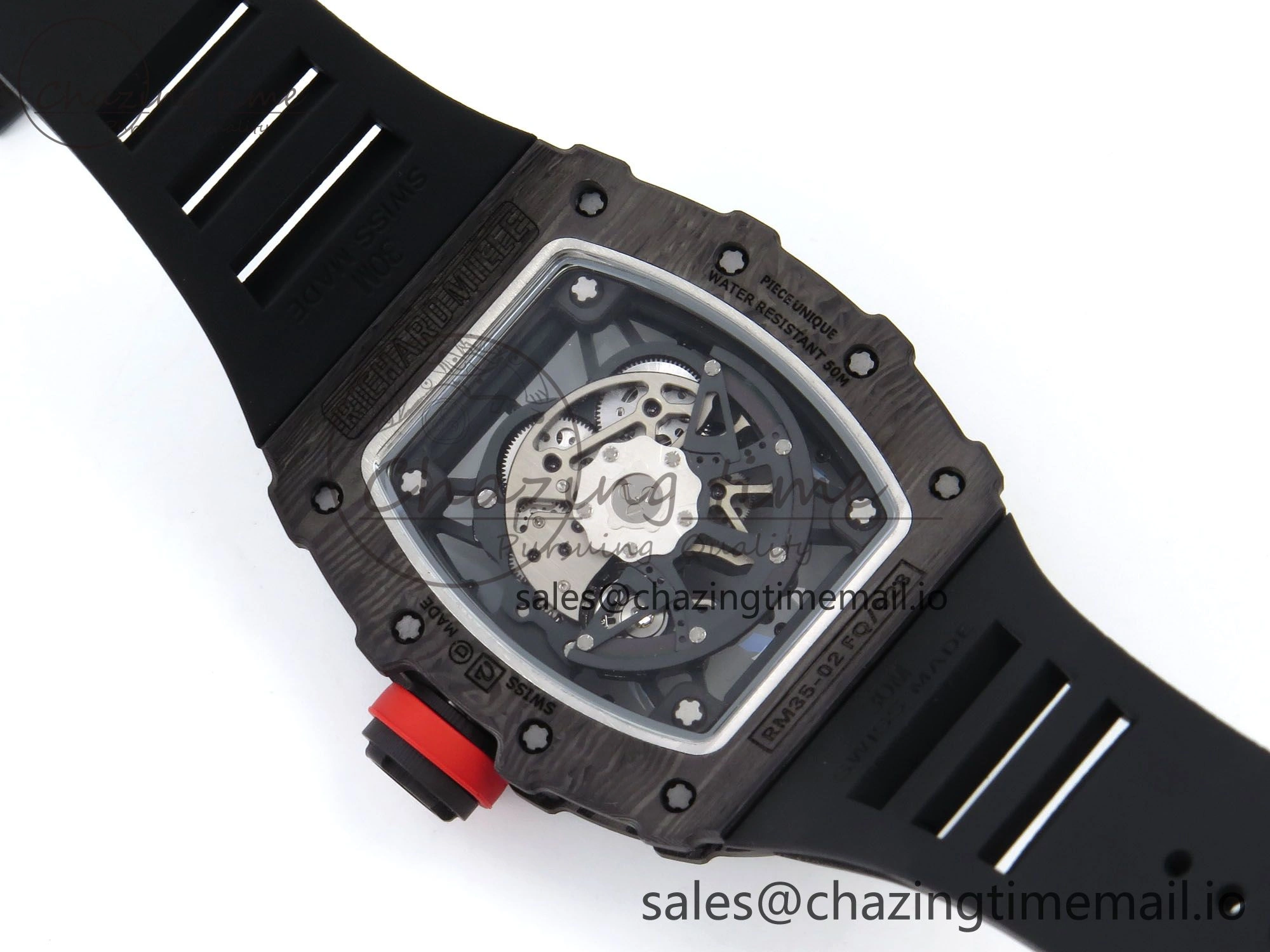 Thermal RM035-02 Black Carbon T+F Best Edition Skeleton Dial on Black Rubber Strap Clone RMUL 9265