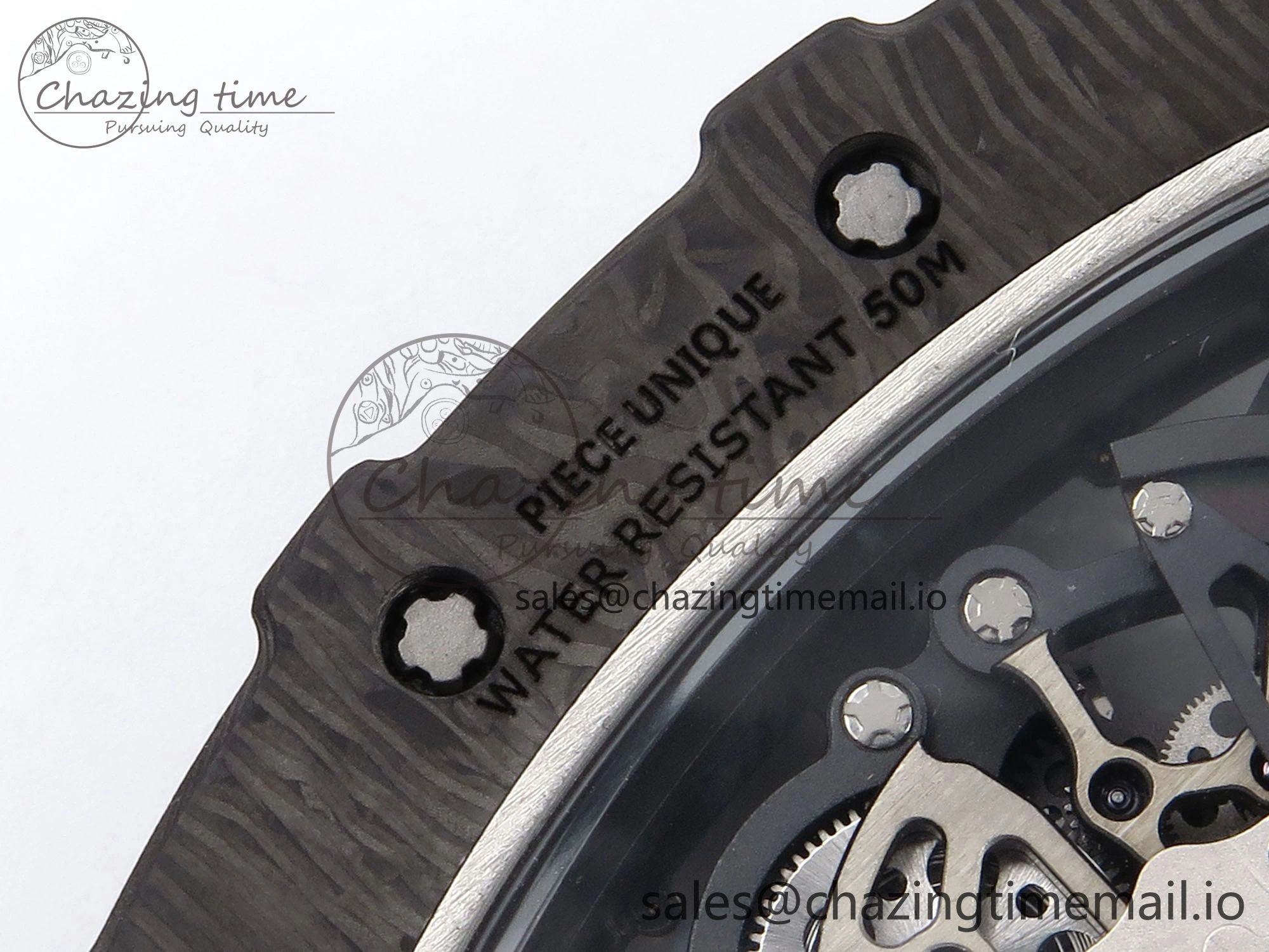 Thermal RM035-02 Black Carbon T+F Best Edition Skeleton Dial on Black Rubber Strap Clone RMUL 9265