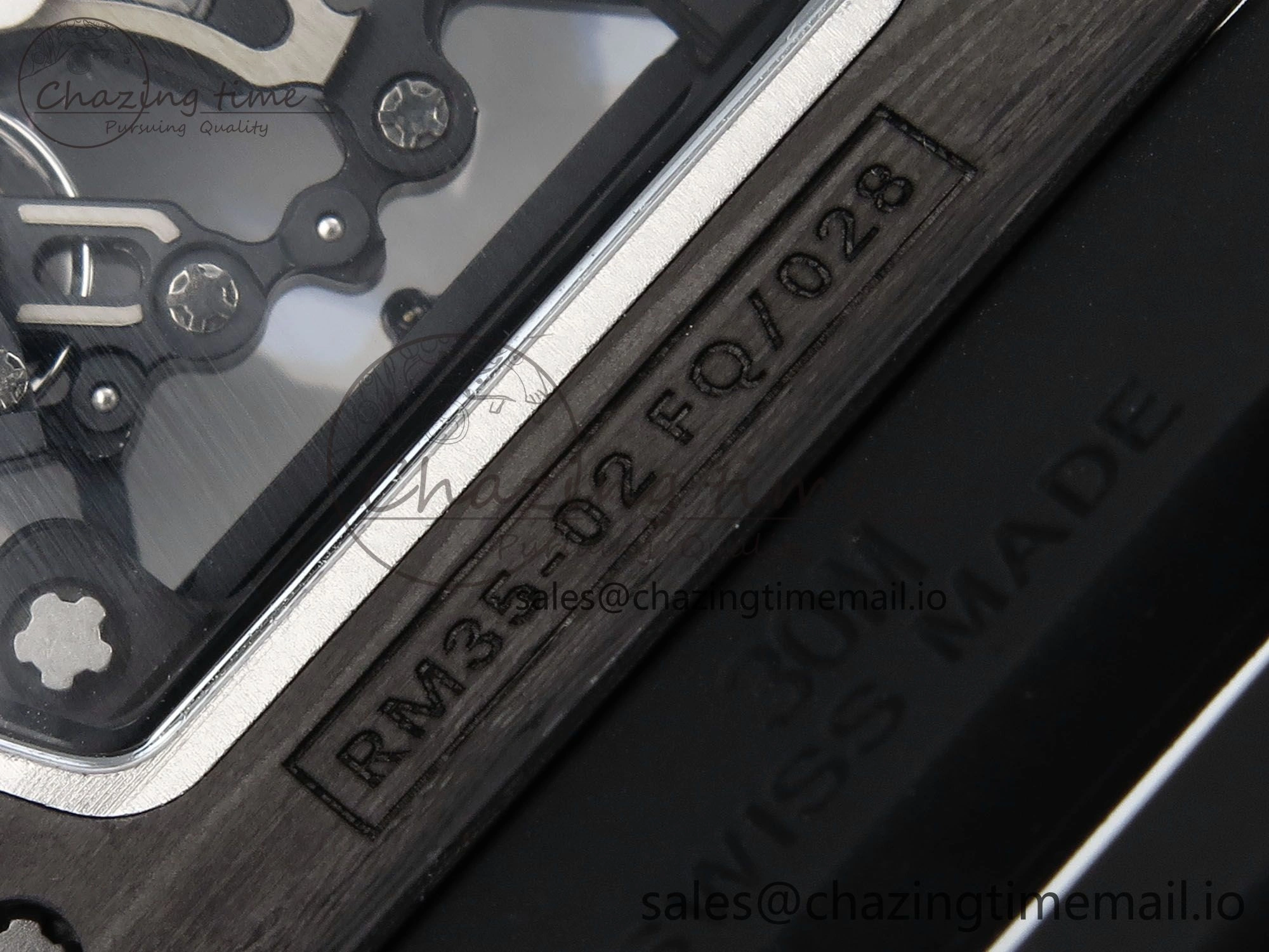 Thermal RM035-02 Black Carbon T+F Best Edition Skeleton Dial on Black Rubber Strap Clone RMUL 9265