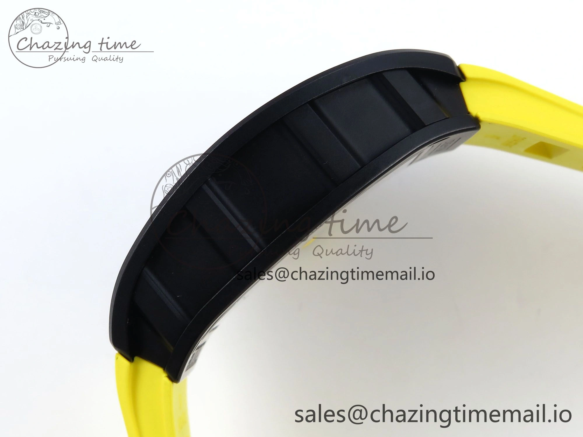RM035-02 Black Ceramic KVF 1:1 Best Edition Skeleton Dial on Yellow Rubber Strap Clone RMUL Youthful 9182