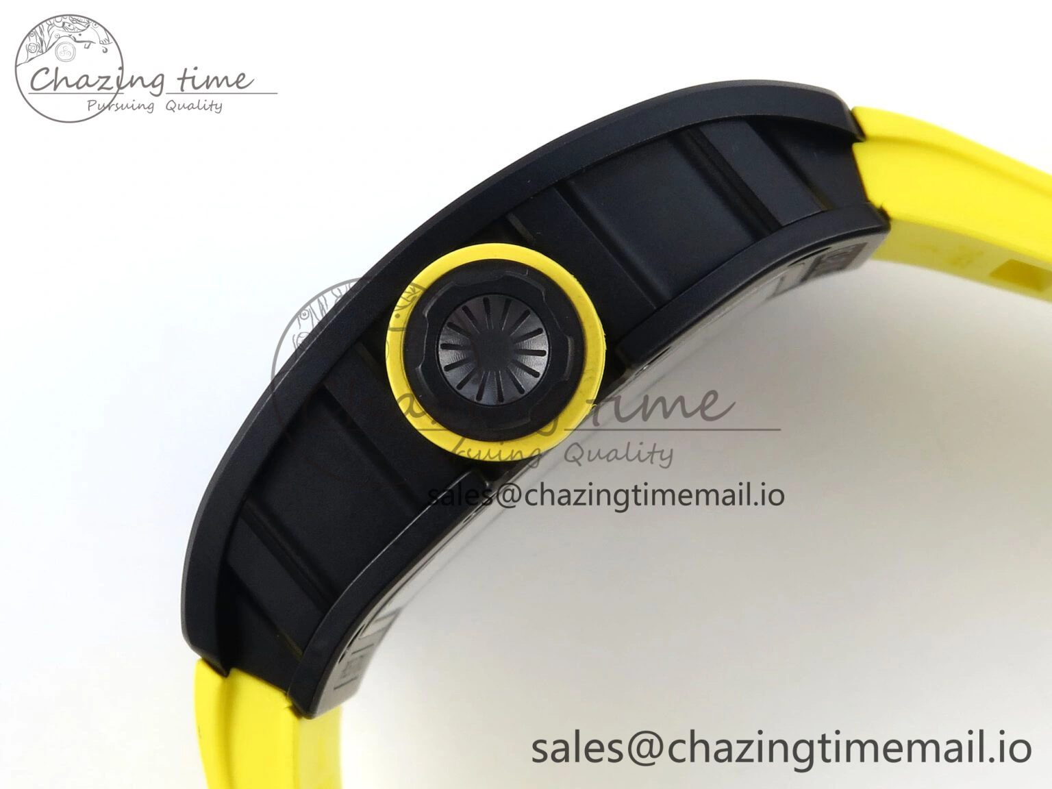 RM035-02 Black Ceramic KVF 1:1 Best Edition Skeleton Dial on Yellow Rubber Strap Clone RMUL Youthful 9182