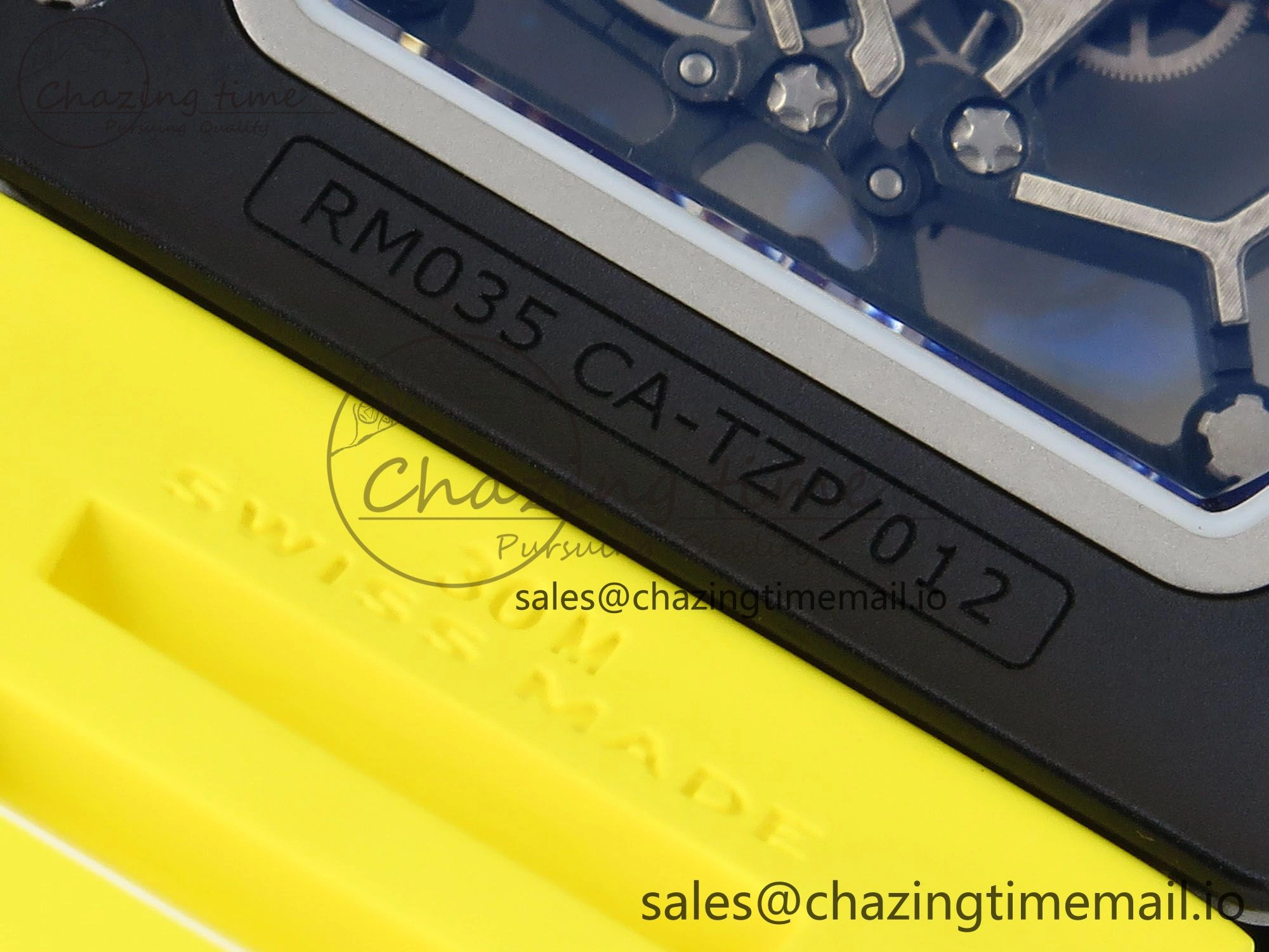 RM035-02 Black Ceramic KVF 1:1 Best Edition Skeleton Dial on Yellow Rubber Strap Clone RMUL Youthful 9182