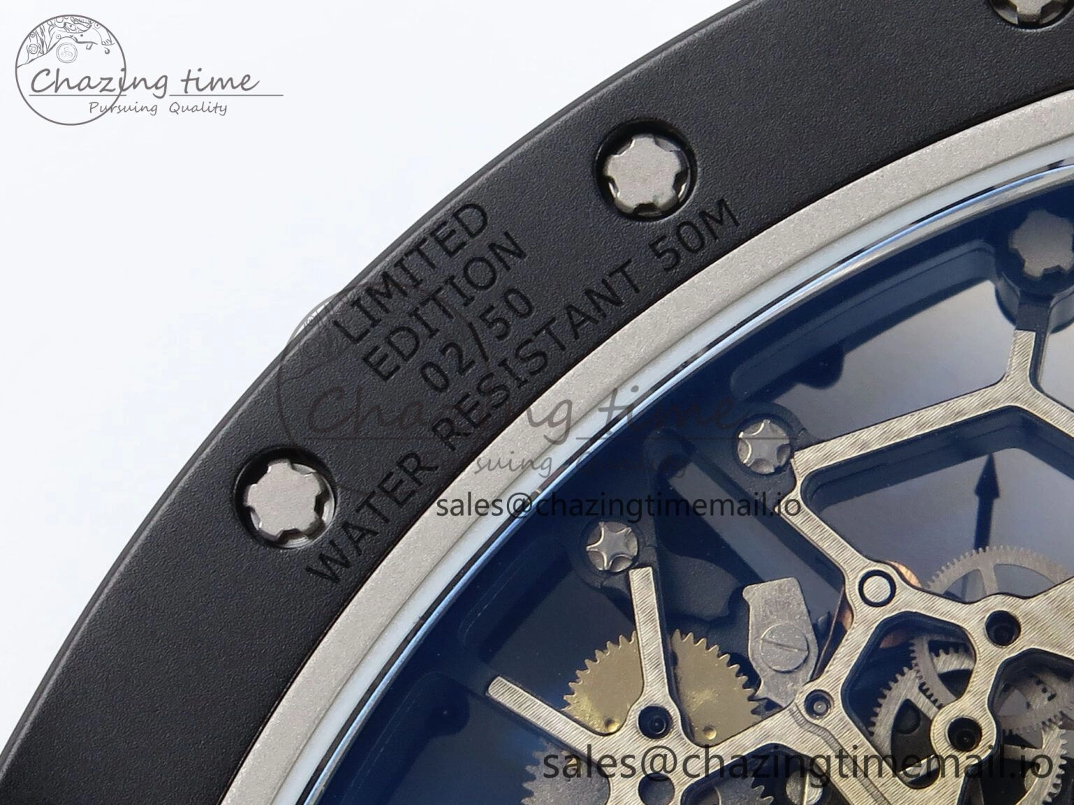 RM035-02 Black Ceramic KVF 1:1 Best Edition Skeleton Dial on Yellow Rubber Strap Clone RMUL Youthful 9182