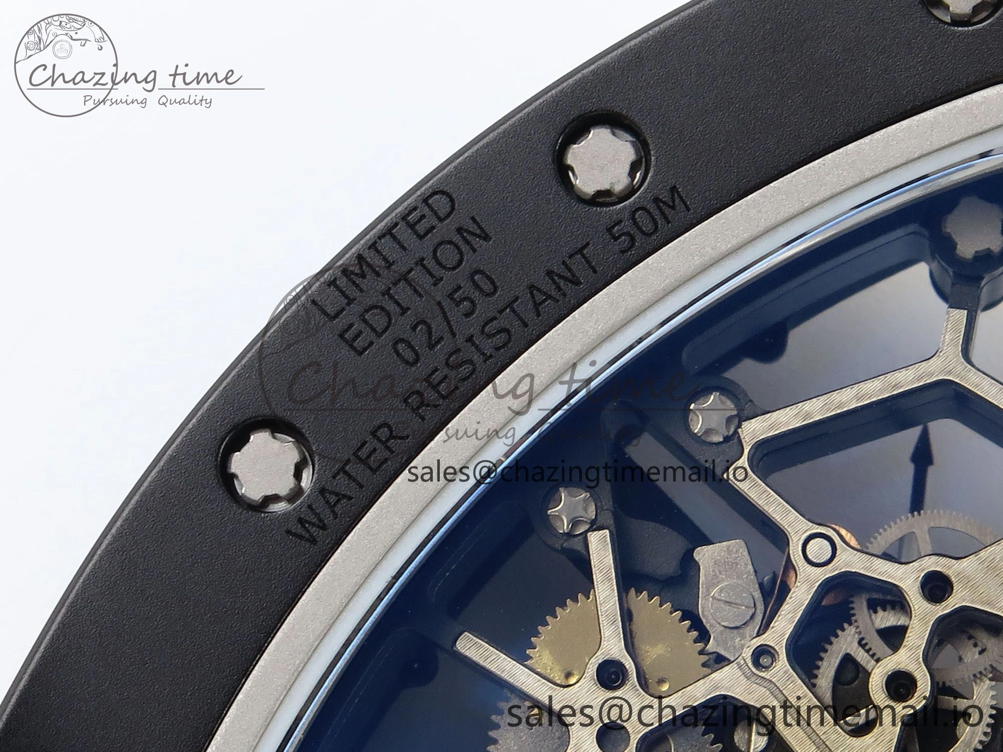 RM035-02 Black Ceramic KVF 1:1 Best Edition Skeleton Dial on Yellow Rubber Strap Clone RMUL Youthful 9182