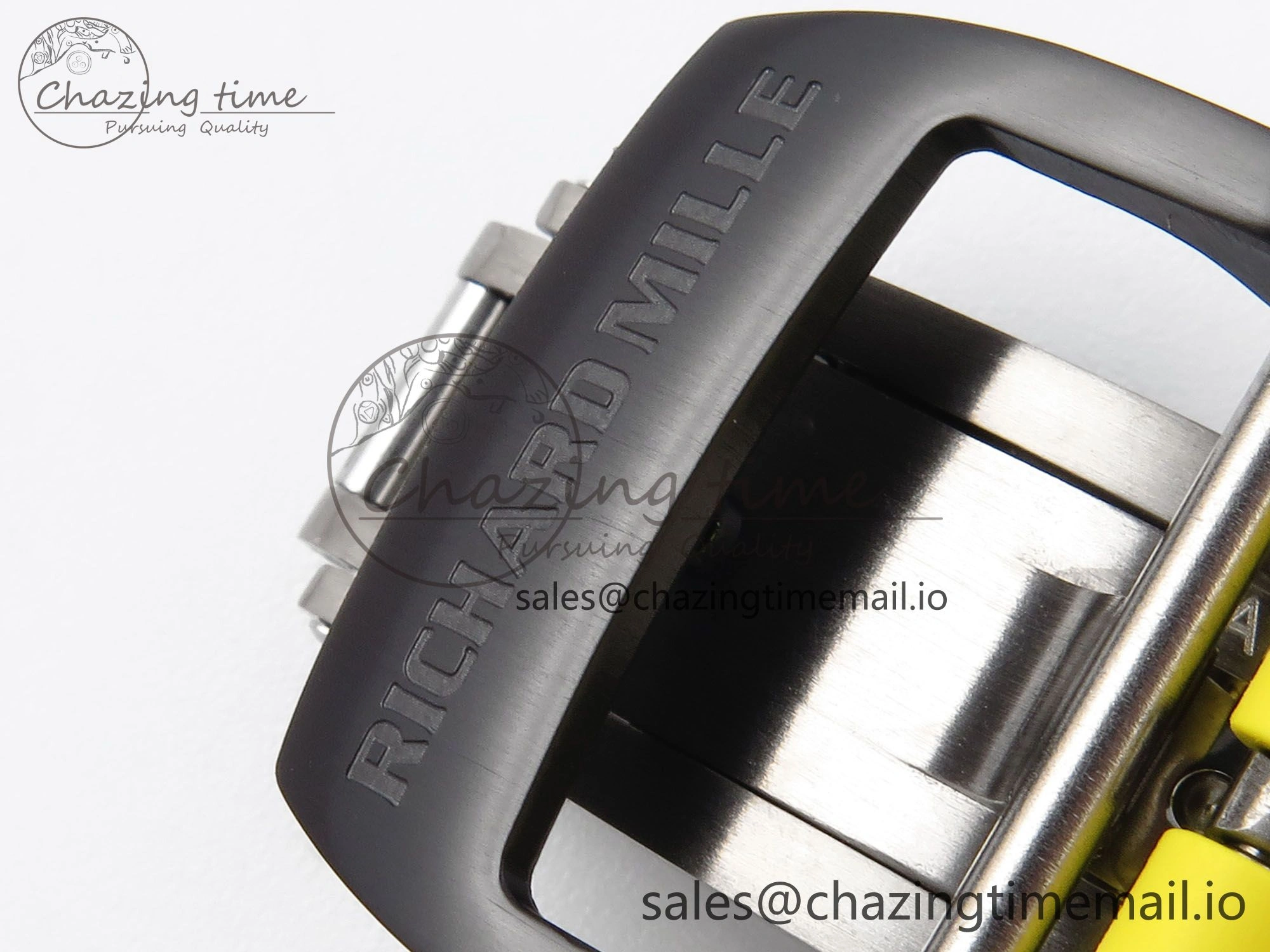 RM035-02 Black Ceramic KVF 1:1 Best Edition Skeleton Dial on Yellow Rubber Strap Clone RMUL Youthful 9182