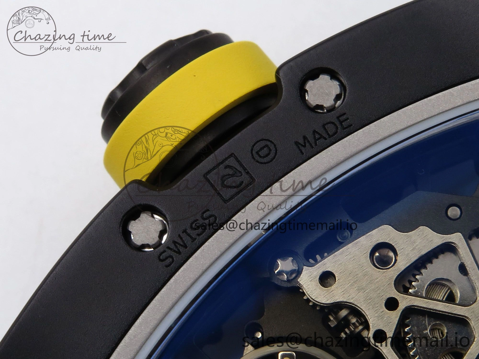 RM035-02 Black Ceramic SONIC Best Edition Skeleton Dial on Black Rubber Strap Clone RMUL GoodFit 9261
