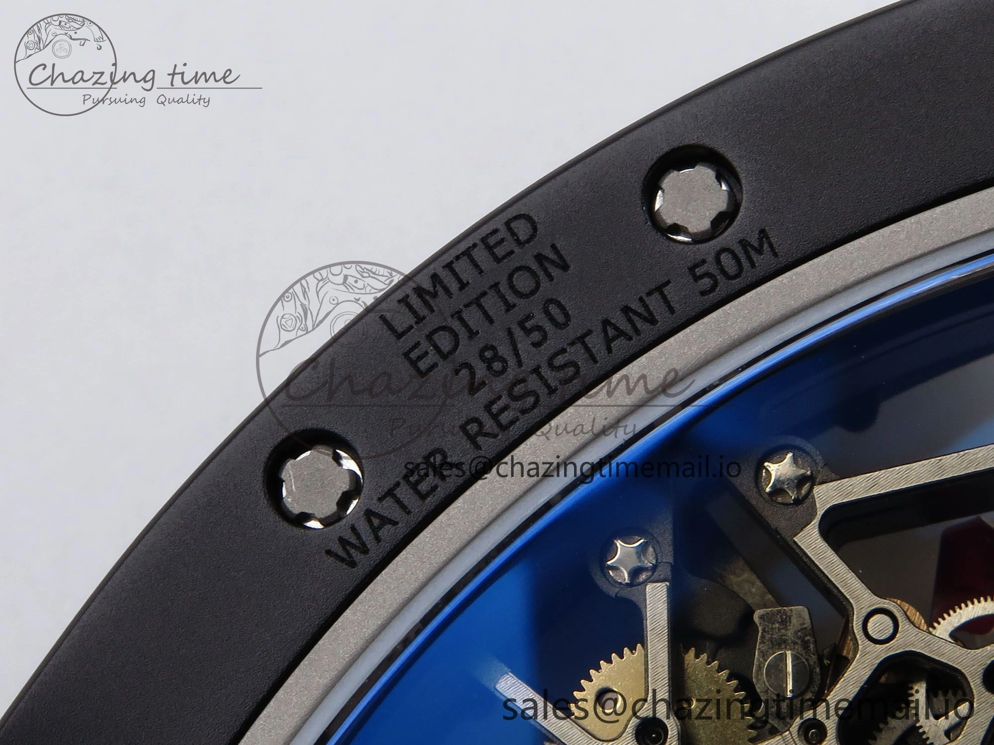 RM035-02 Black Ceramic SONIC Best Edition Skeleton Dial on Black Rubber Strap Clone RMUL GoodFit 9261