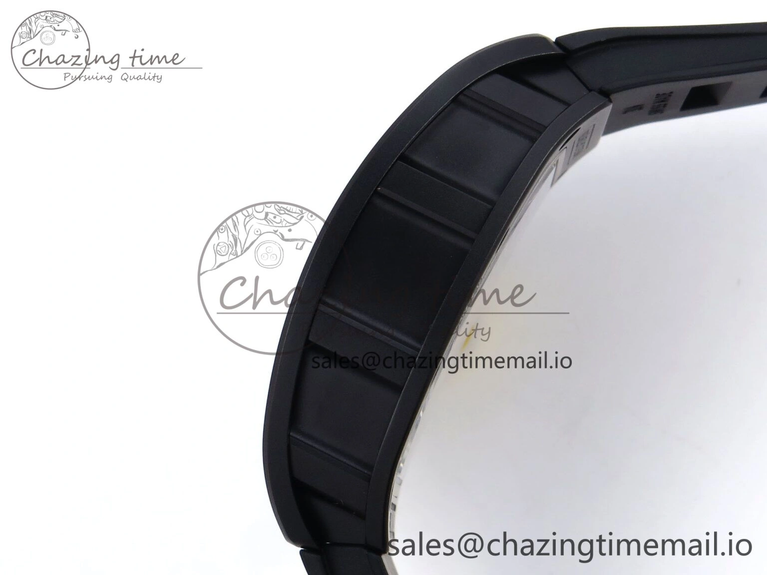 RM035-02 Black Ceramic SONIC Best Edition Skeleton Dial on Black Rubber Strap Clone RMUL GoodFit 9261