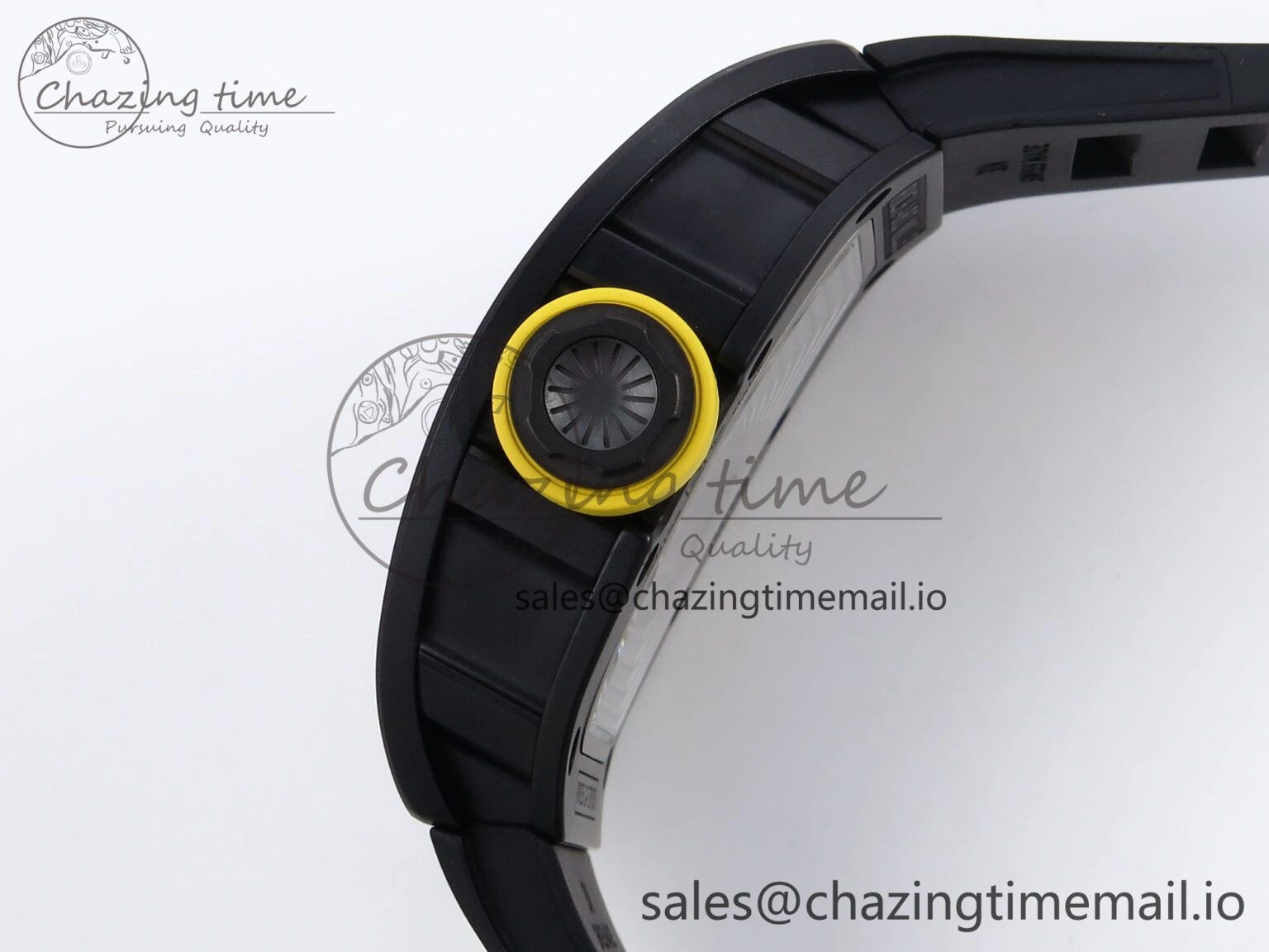 RM035-02 Black Ceramic SONIC Best Edition Skeleton Dial on Black Rubber Strap Clone RMUL GoodFit 9261