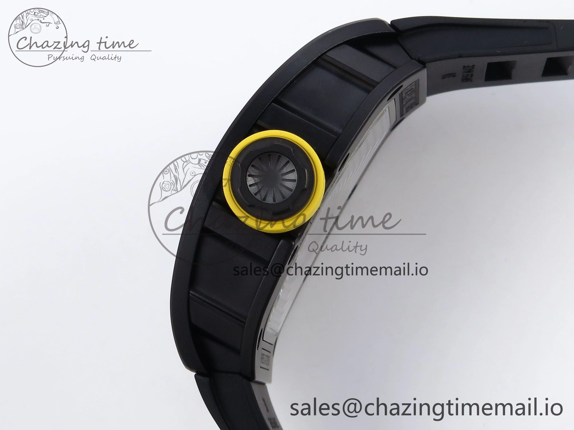 RM035-02 Black Ceramic SONIC Best Edition Skeleton Dial on Black Rubber Strap Clone RMUL GoodFit 9261