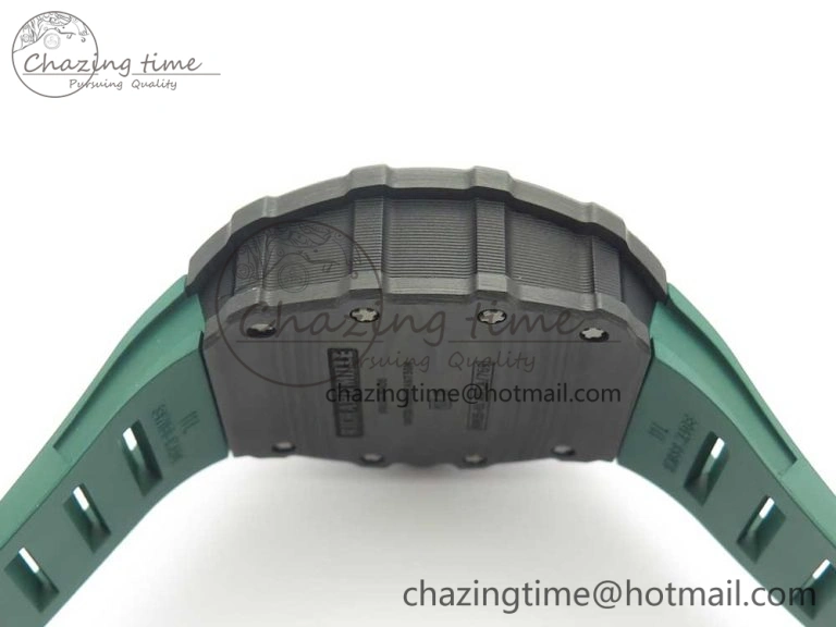 HighQuality RM035-02 Forge Carbon Caseback Titanium Case KVF Best Edition Skeleton Dial Green on Green Rubber Strap MIYOTA 9462