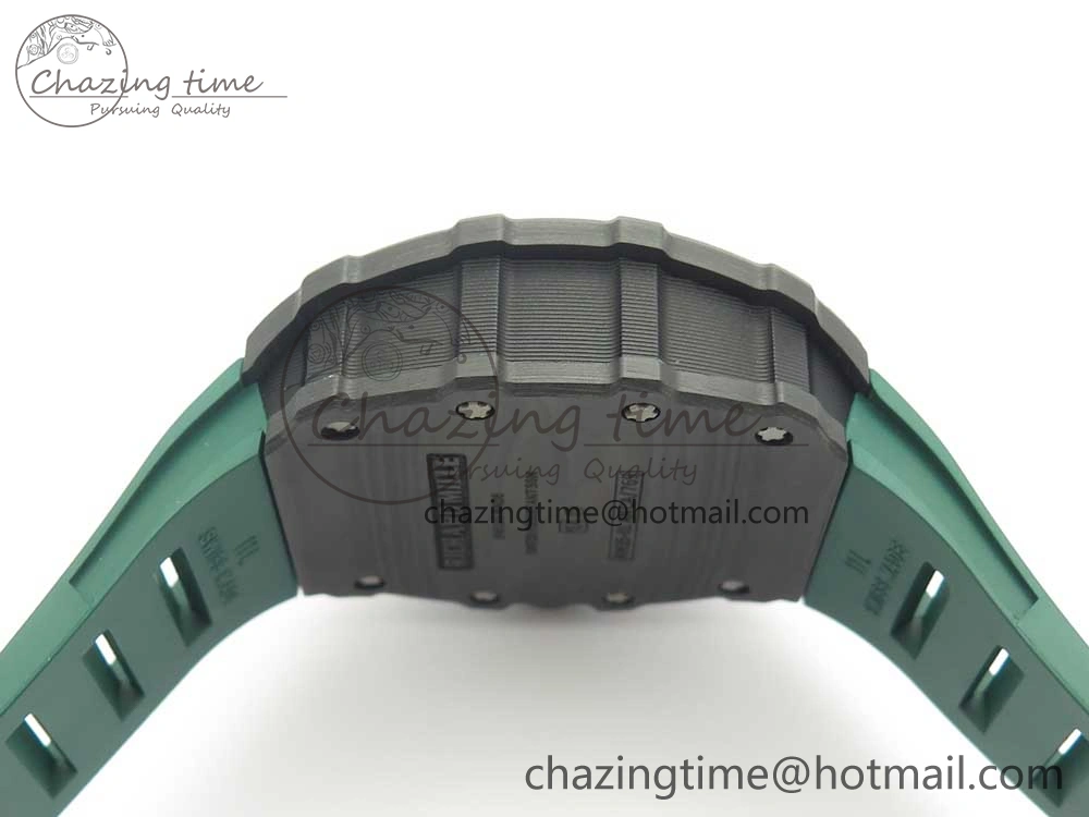 HighQuality RM035-02 Forge Carbon Caseback Titanium Case KVF Best Edition Skeleton Dial Green on Green Rubber Strap MIYOTA 9462