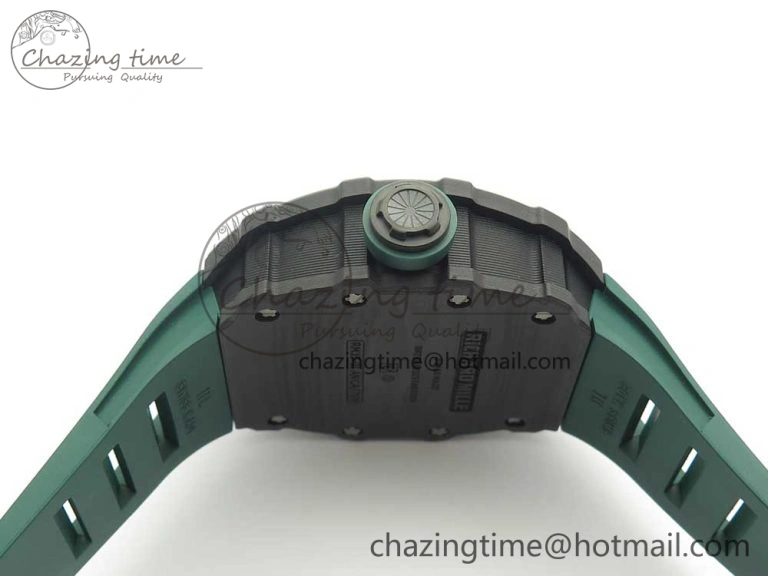 HighQuality RM035-02 Forge Carbon Caseback Titanium Case KVF Best Edition Skeleton Dial Green on Green Rubber Strap MIYOTA 9462