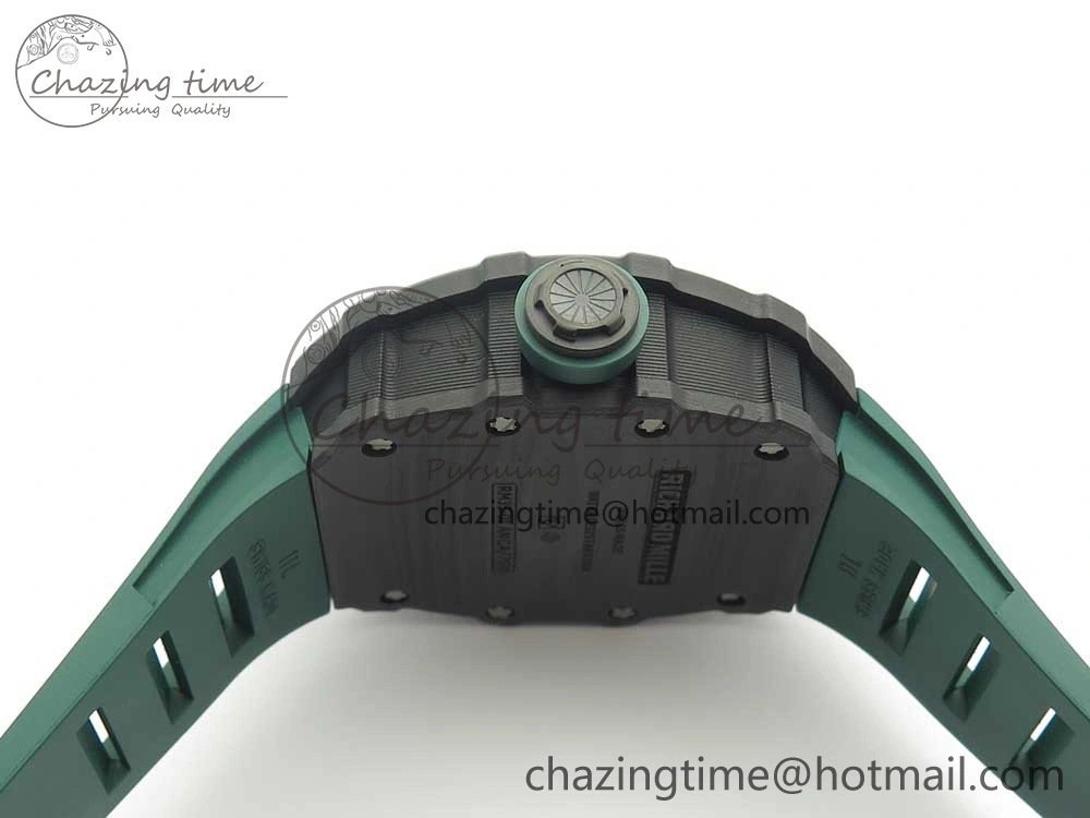 HighQuality RM035-02 Forge Carbon Caseback Titanium Case KVF Best Edition Skeleton Dial Green on Green Rubber Strap MIYOTA 9462