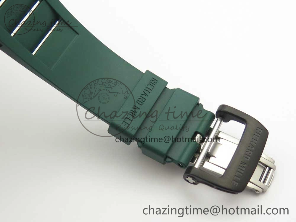HighQuality RM035-02 Forge Carbon Caseback Titanium Case KVF Best Edition Skeleton Dial Green on Green Rubber Strap MIYOTA 9462