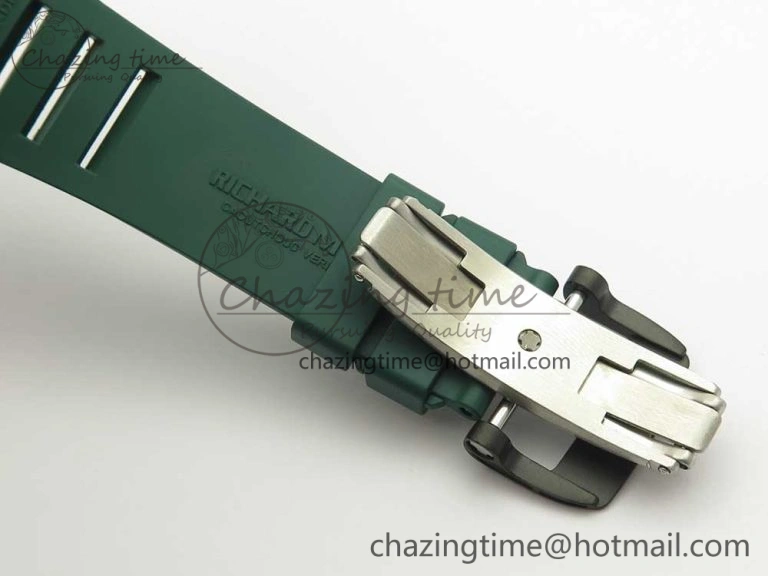 HighQuality RM035-02 Forge Carbon Caseback Titanium Case KVF Best Edition Skeleton Dial Green on Green Rubber Strap MIYOTA 9462