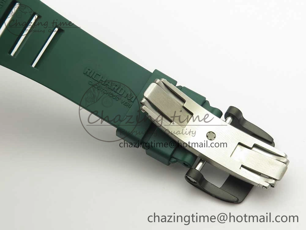 HighQuality RM035-02 Forge Carbon Caseback Titanium Case KVF Best Edition Skeleton Dial Green on Green Rubber Strap MIYOTA 9462