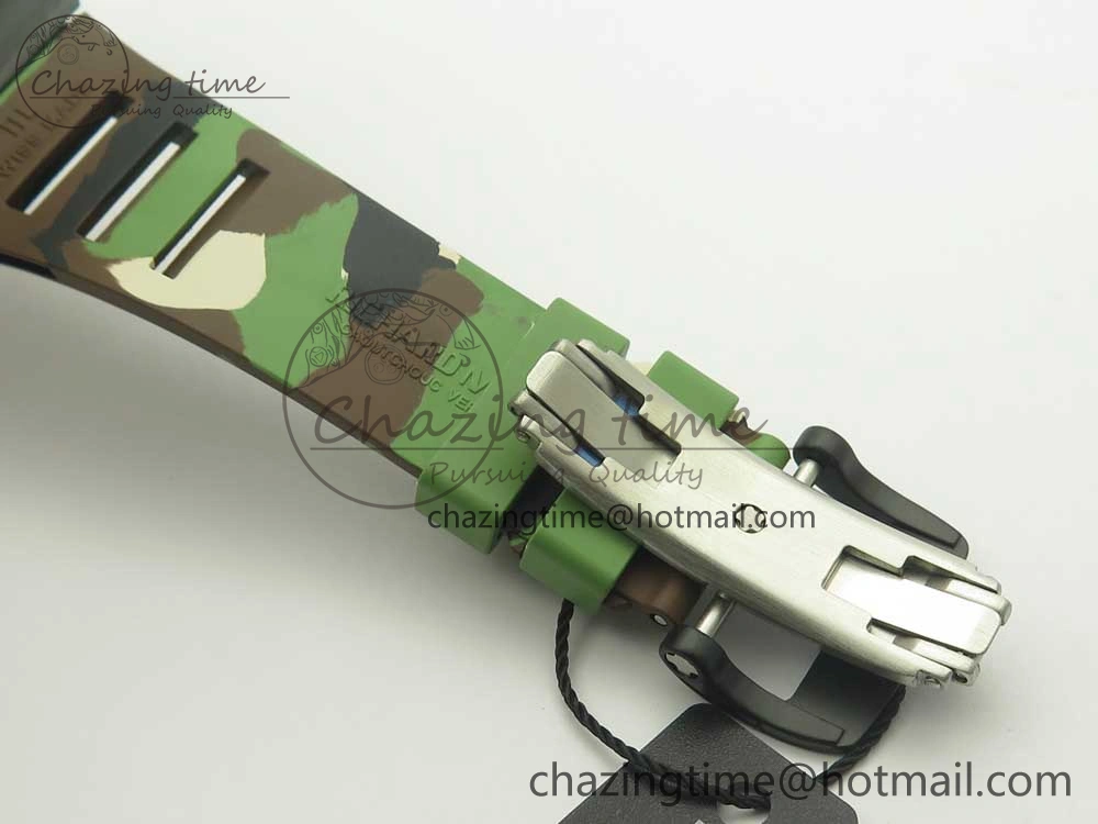 RM035-02 Forge Carbon Caseback Titanium Case KVF Best Edition Skeleton Dial Red on Camo Rubber Strap MIYOTA Breathable 9466