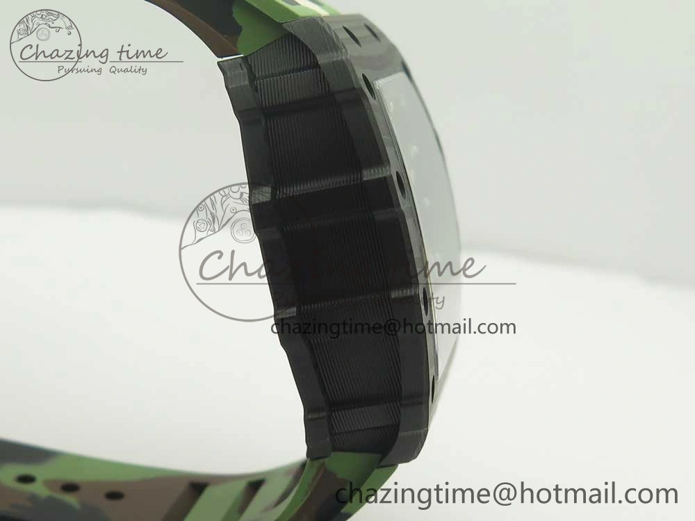 RM035-02 Forge Carbon Caseback Titanium Case KVF Best Edition Skeleton Dial Red on Camo Rubber Strap MIYOTA Breathable 9466