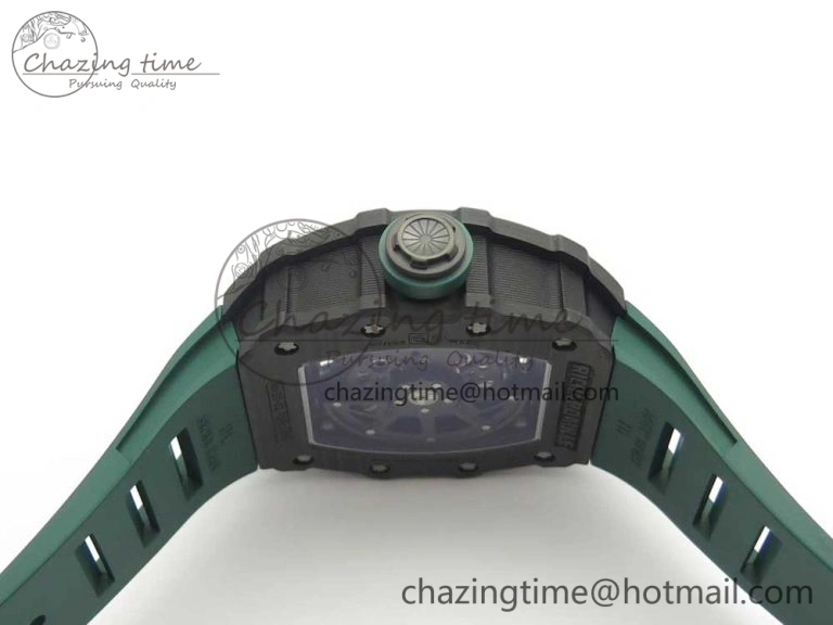 RM035-02 Forge Carbon Titanium Case KVF Best Edition Skeleton Dial Green on Green Rubber Strap MIYOTA Resilient 9461