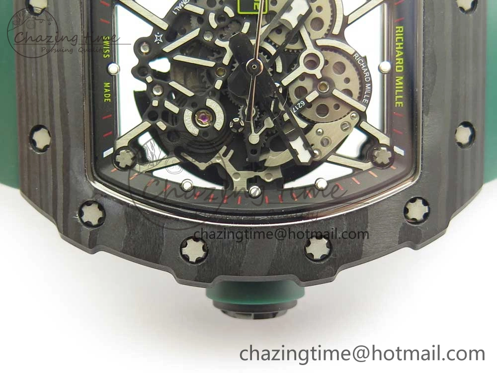 RM035-02 Forge Carbon Titanium Case KVF Best Edition Skeleton Dial Green on Green Rubber Strap MIYOTA Resilient 9461