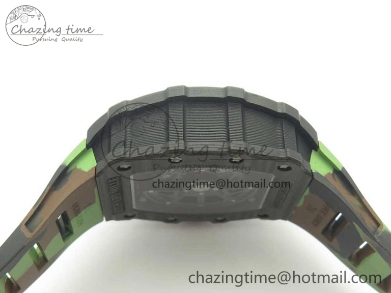 RM035-02 Forge Carbon Titanium Case KVF Best Edition Skeleton Dial Red on Camo Rubber Strap MIYOTA EasyMatch 9469