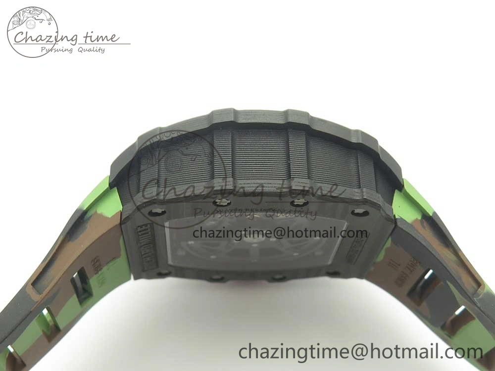 RM035-02 Forge Carbon Titanium Case KVF Best Edition Skeleton Dial Red on Camo Rubber Strap MIYOTA EasyMatch 9469