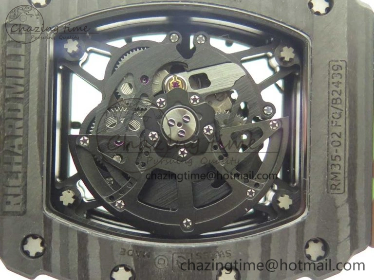 RM035-02 Forge Carbon Titanium Case KVF Best Edition Skeleton Dial Red on Camo Rubber Strap MIYOTA EasyMatch 9469