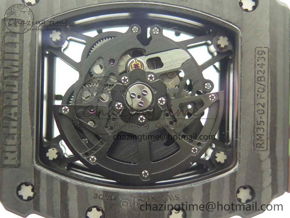 RM035-02 Forge Carbon Titanium Case KVF Best Edition Skeleton Dial Red on Camo Rubber Strap MIYOTA EasyMatch 9469