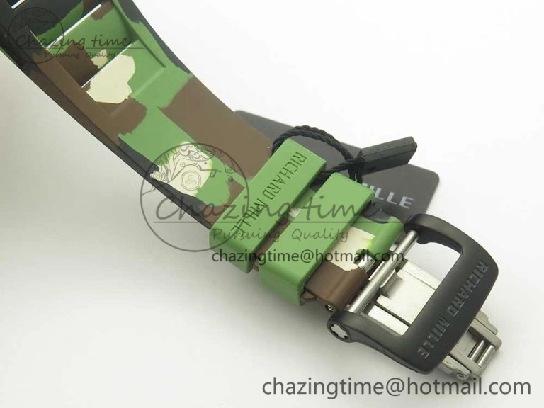 RM035-02 Forge Carbon Titanium Case KVF Best Edition Skeleton Dial Red on Camo Rubber Strap MIYOTA EasyMatch 9469