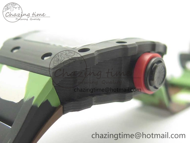 RM035-02 Forge Carbon Titanium Case KVF Best Edition Skeleton Dial Red on Camo Rubber Strap MIYOTA EasyMatch 9469