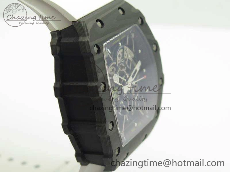 RM035-02 Forged Carbon Case KVF Best Edition Skeleton Dial On White Rubber Strap MIYOTA8215 V Upgraded 9498