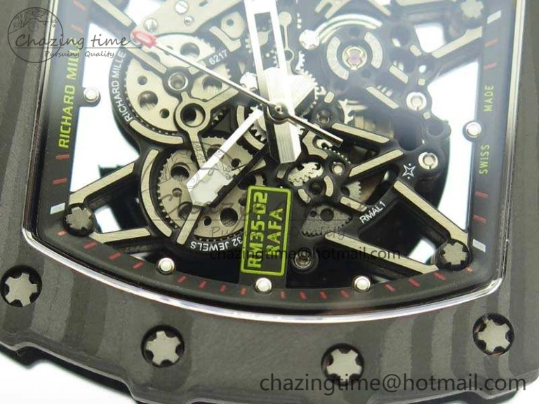 RM035-02 Forged Carbon Case KVF Best Edition Skeleton Dial On White Rubber Strap MIYOTA8215 V Upgraded 9498