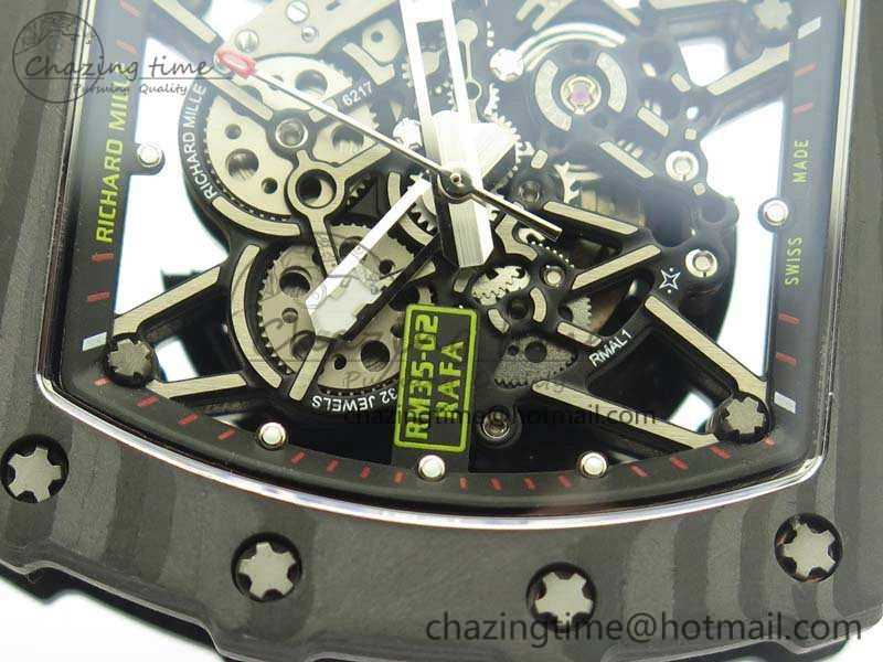 RM035-02 Forged Carbon Case KVF Best Edition Skeleton Dial On White Rubber Strap MIYOTA8215 V Upgraded 9498
