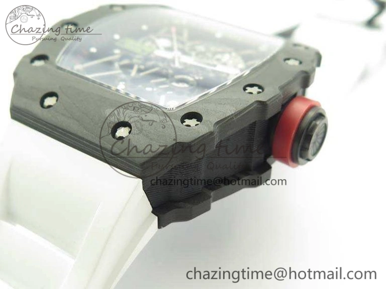 RM035-02 Forged Carbon Case KVF Best Edition Skeleton Dial On White Rubber Strap MIYOTA8215 V Upgraded 9498