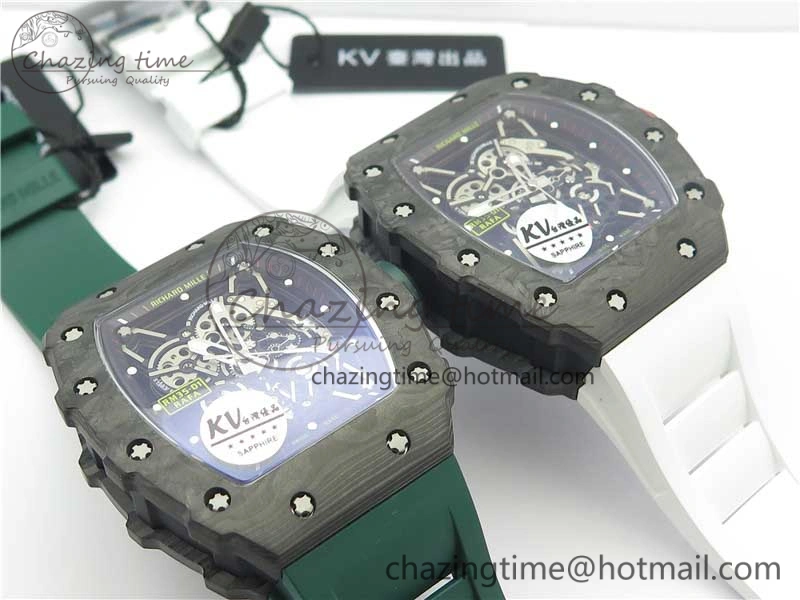 Comfortable RM035-02 KVF Best Edition Solid Caseback Skeleton Dial Red on Rubber Strap MIYOTA8215 V 9446