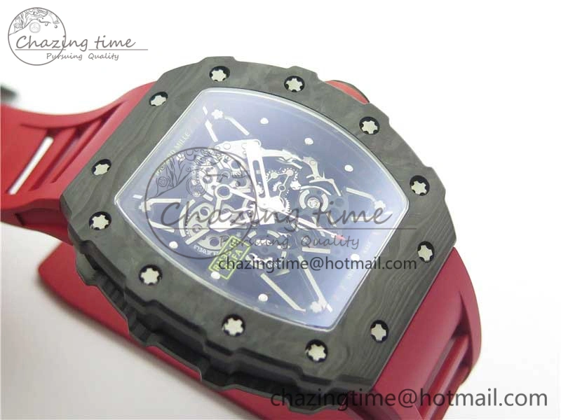 Comfortable RM035-02 KVF Best Edition Solid Caseback Skeleton Dial Red on Rubber Strap MIYOTA8215 V 9446