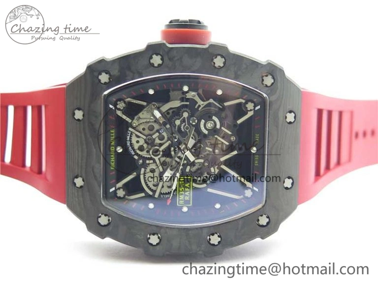 Comfortable RM035-02 KVF Best Edition Solid Caseback Skeleton Dial Red on Rubber Strap MIYOTA8215 V 9446
