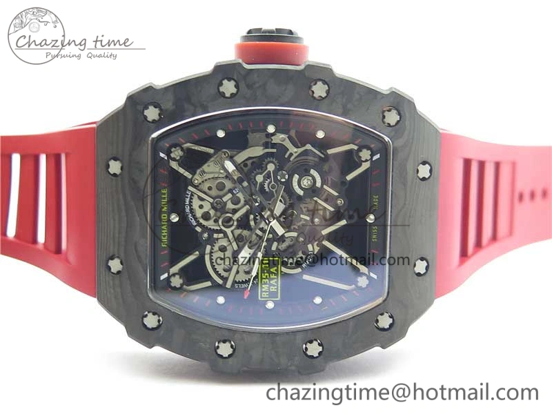 Comfortable RM035-02 KVF Best Edition Solid Caseback Skeleton Dial Red on Rubber Strap MIYOTA8215 V 9446