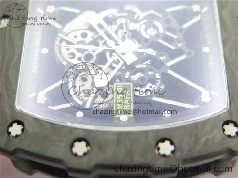 Comfortable RM035-02 KVF Best Edition Solid Caseback Skeleton Dial Red on Rubber Strap MIYOTA8215 V 9446