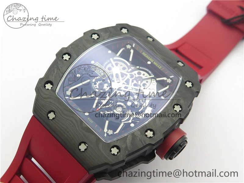Comfortable RM035-02 KVF Best Edition Solid Caseback Skeleton Dial Red on Rubber Strap MIYOTA8215 V 9446