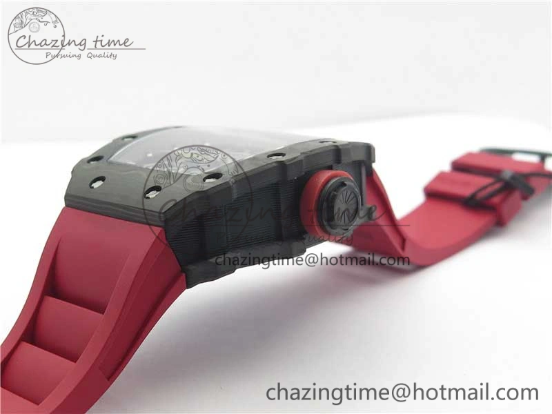 Comfortable RM035-02 KVF Best Edition Solid Caseback Skeleton Dial Red on Rubber Strap MIYOTA8215 V 9446