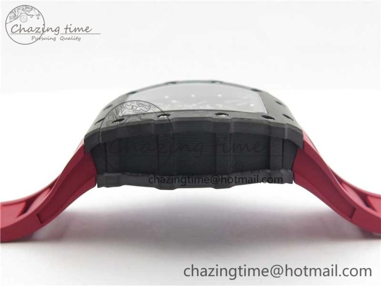 Comfortable RM035-02 KVF Best Edition Solid Caseback Skeleton Dial Red on Rubber Strap MIYOTA8215 V 9446